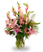 Pink and white vase arrangement